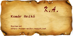 Komár Anikó névjegykártya